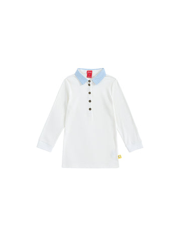 Trim Long Sleeve Polo - White