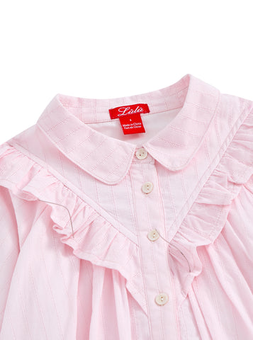 Eyelet Striped Ruffle Dress
