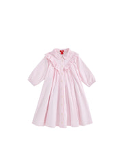 Eyelet Striped Ruffle Dress