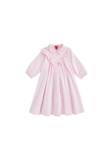 Eyelet Striped Ruffle Dress