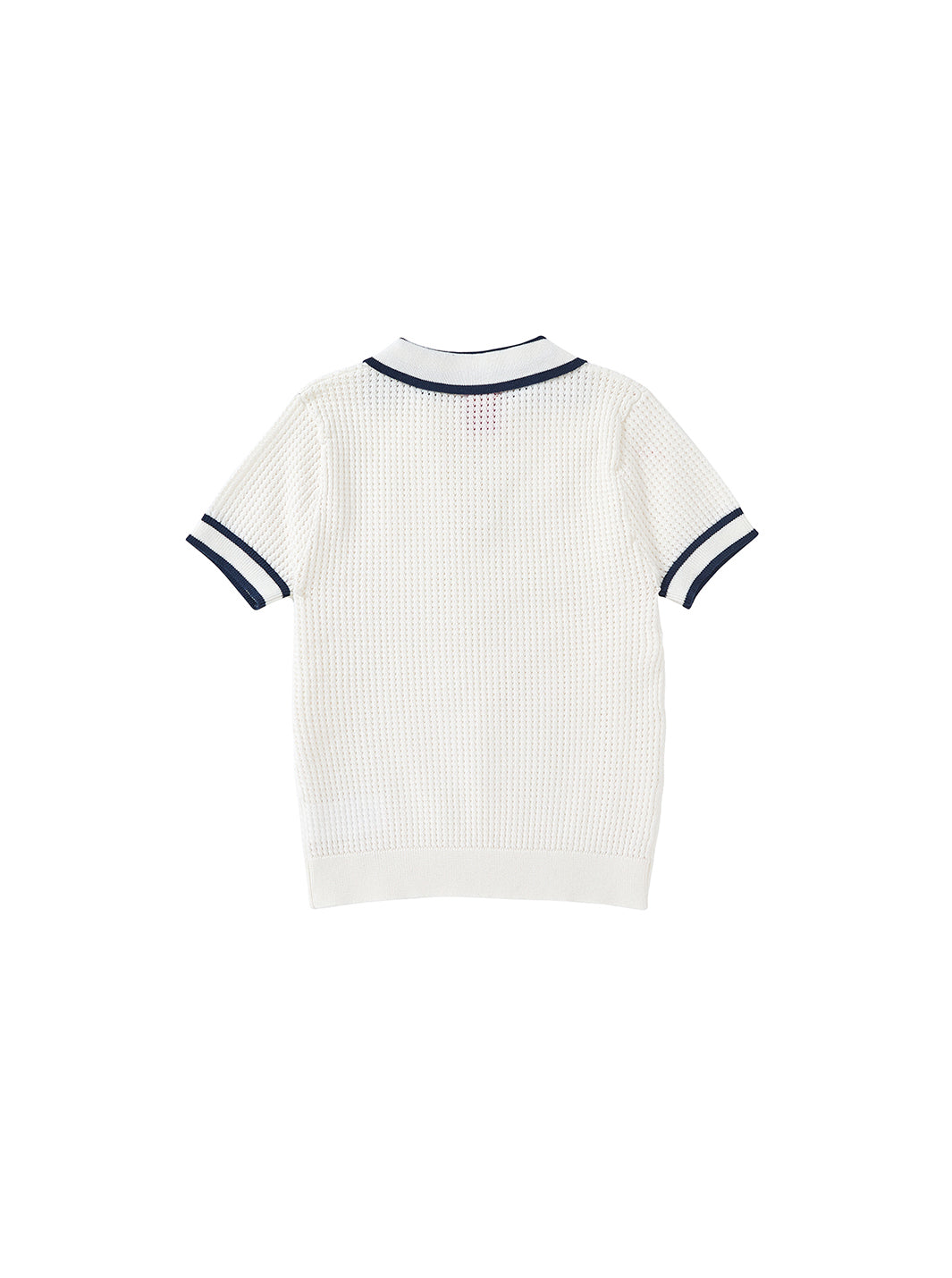 Emblem Collar Short Sleeve Sweater