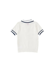 Emblem Collar Short Sleeve Sweater