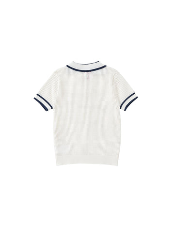 Emblem Collar Short Sleeve Sweater