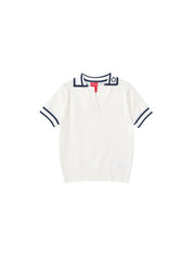 Emblem Collar Short Sleeve Sweater