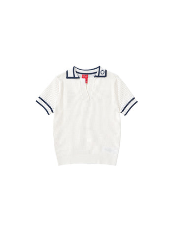 Emblem Collar Short Sleeve Sweater