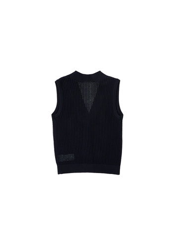 Striped Eyelet Vest - Black