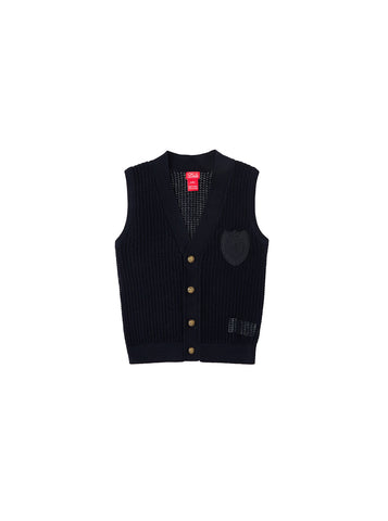 Striped Eyelet Vest - Black