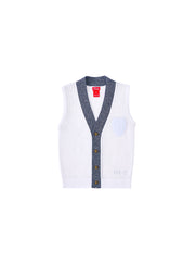 Striped Eyelet Vest - White