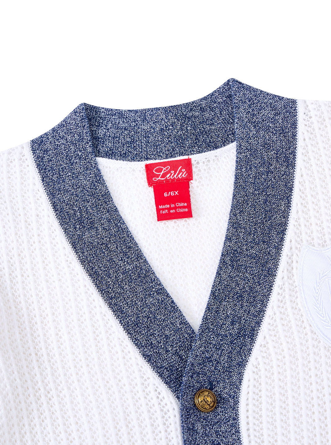 Cardigan Striped Eyelet Sweater - White