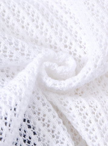 Cardigan Striped Eyelet Sweater - White