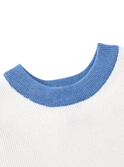 Color Block Short Sleeve Sweater