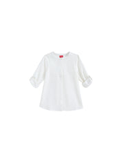 Front Embroidered Long Shirt - Off White