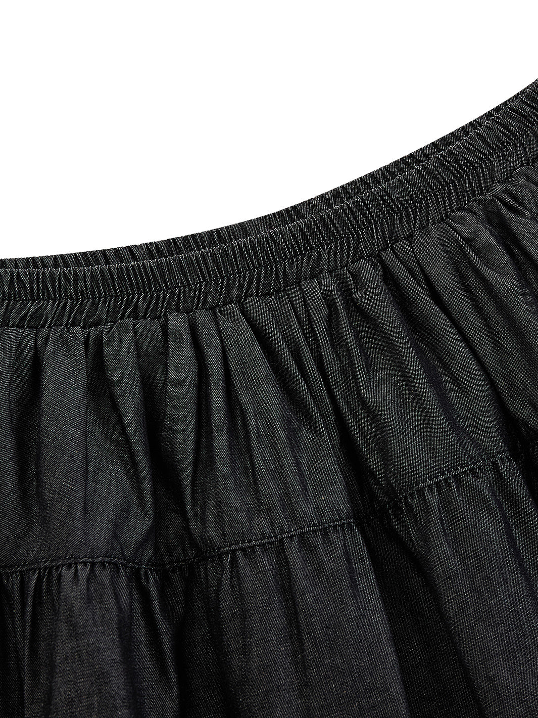 Denim Tiered Skirt - Black