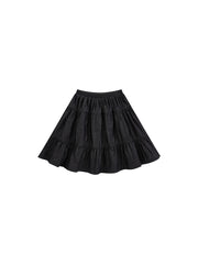 Denim Tiered Skirt - Black