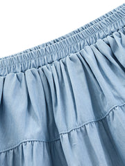 Denim Tiered Skirt - Lt. Blue