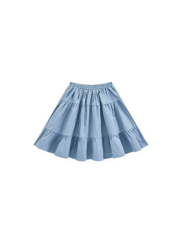 Denim Tiered Skirt - Lt. Blue