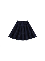 Denim Tiered Skirt - Navy