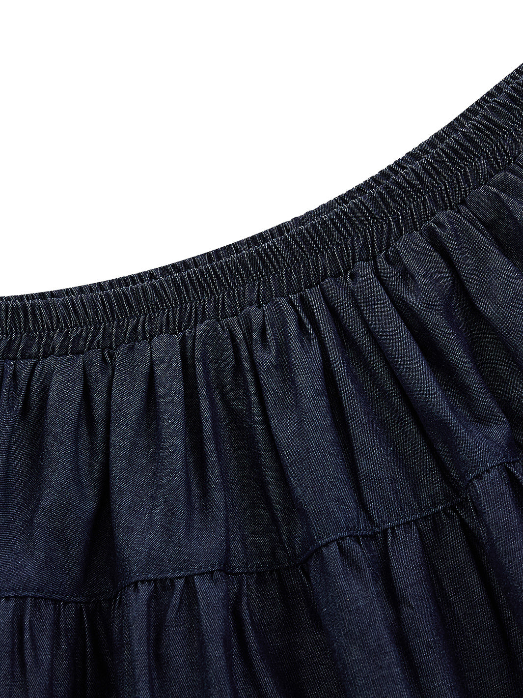 Denim Tiered Skirt - Navy