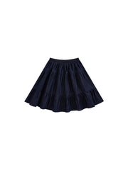 Denim Tiered Skirt - Navy