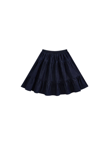 Denim Tiered Skirt - Navy