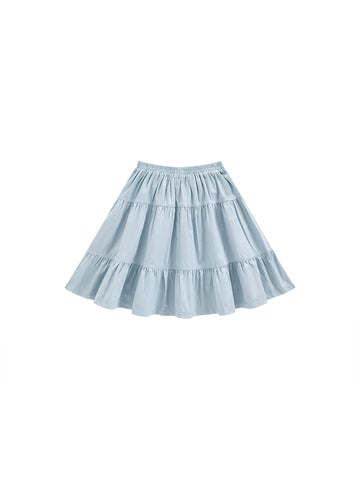 Denim Tiered Skirt - Pale Blue