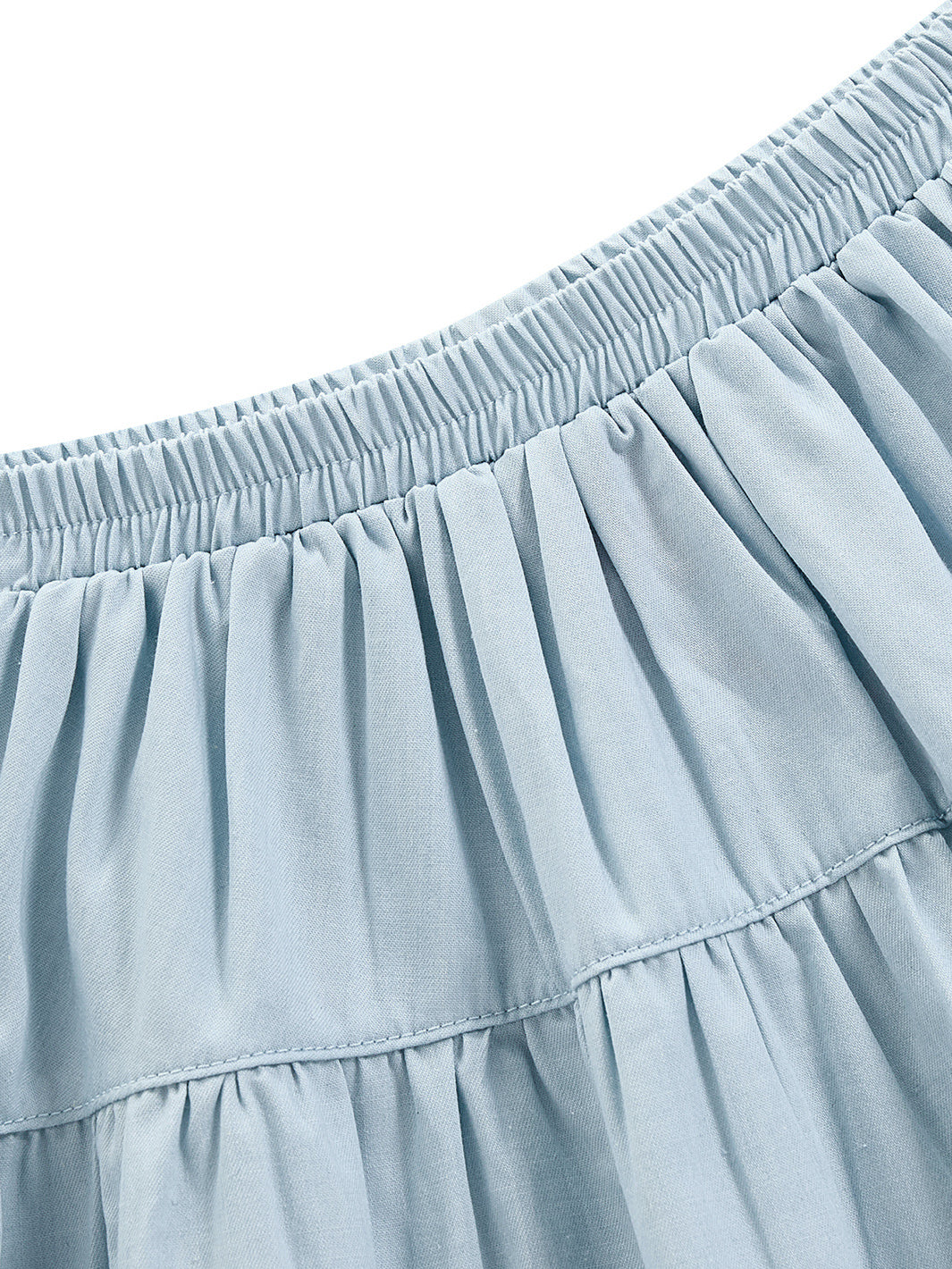 Denim Tiered Skirt - Pale Blue