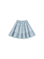 Denim Tiered Skirt - Pale Blue