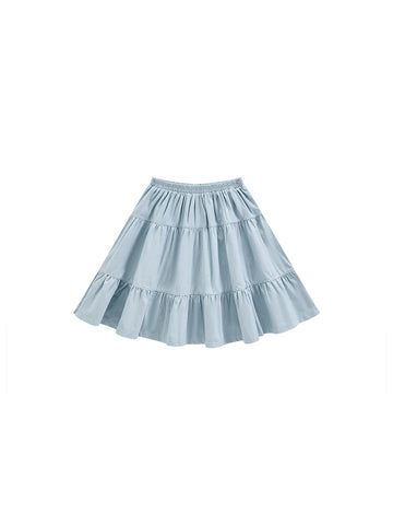 Denim Tiered Skirt - Pale Blue