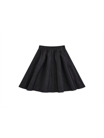 Denim A-line Skirt - Black