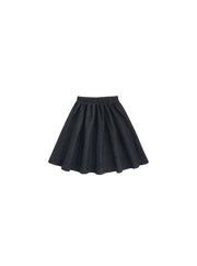 Denim Patch A-line Skirt - Black Denim