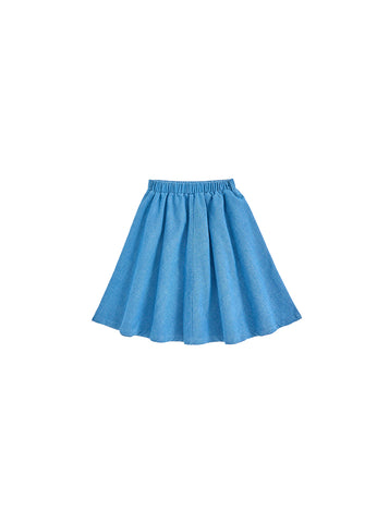 Denim Patch A-line Skirt - Blue Denim