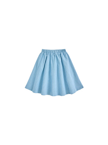 Denim Patch A-line Skirt - Pale Blue Denim