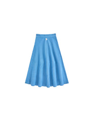 Denim Patch Classic Midi Skirt - Blue Denim