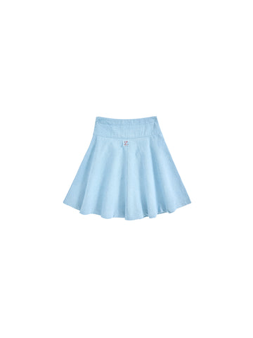 Denim Patch Yoke Skirt - Pale Blue Denim