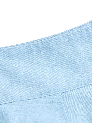 Denim Patch Yoke Skirt - Pale Blue Denim