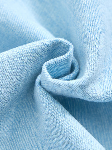 Denim Patch Yoke Skirt - Pale Blue Denim
