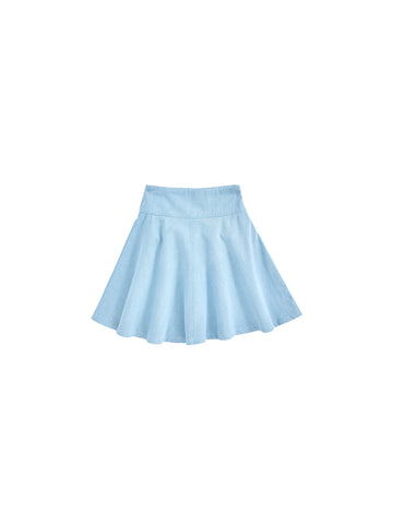 Denim Patch Yoke Skirt - Pale Blue Denim