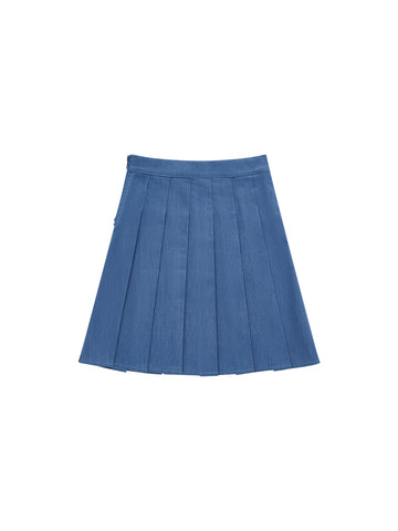 Denim Pleated Skirt - Lt Blue