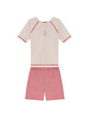 Boy Seersucker Stripe Swim Set - Red Stripe
