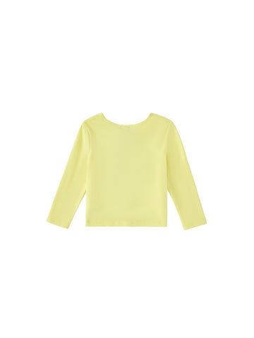 Basic Cardigan Crop Length T-shirt - yellow