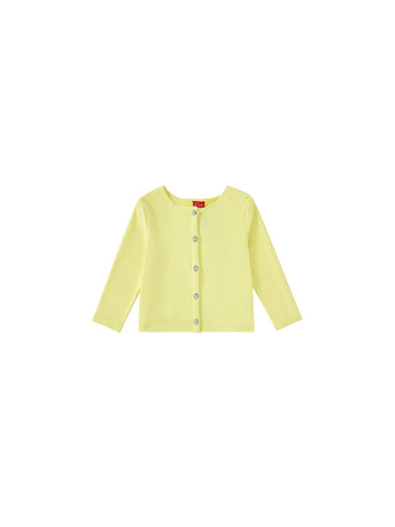 Basic Cardigan Crop Length T-shirt - yellow