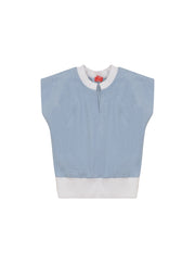 Denim Trim Vest - Pale Blue Denim