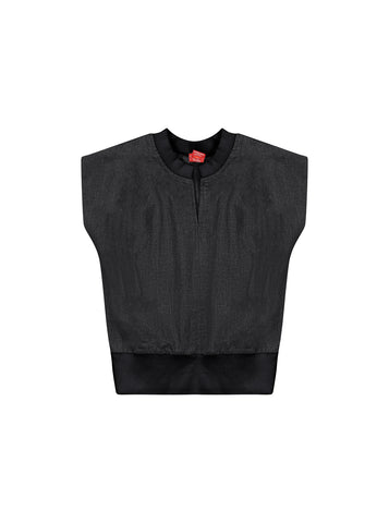 Denim Trim Vest - Black Denim