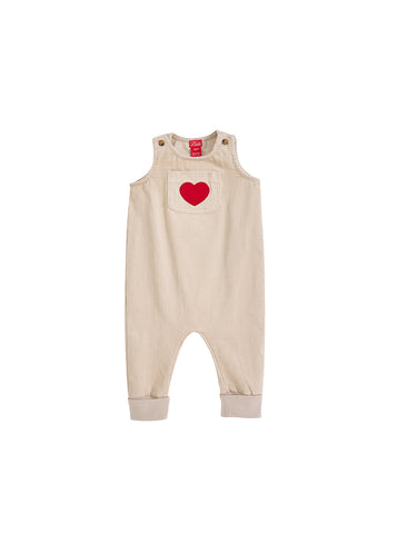 Corduroy Heart Pocket Overall