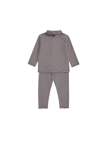 Baby Mock Neck Striped Set -  Brown