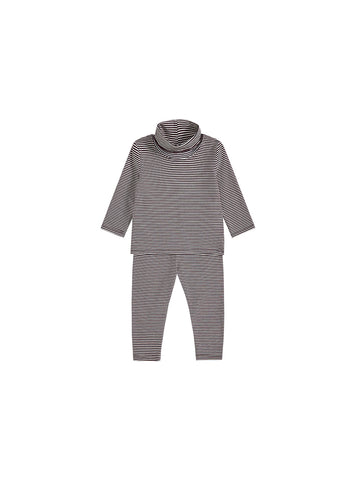Baby Mock Neck Striped Set -  Brown
