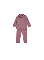 Baby Mock Neck Striped Set -  Burgundy