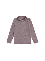 Stripe Mock Neck T-shirt - Brown