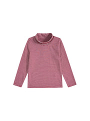 Stripe Mock Neck T-shirt - Burgundy