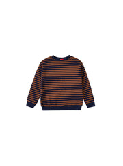 Corduroy Sleeve Patch Top - Brown/Navy